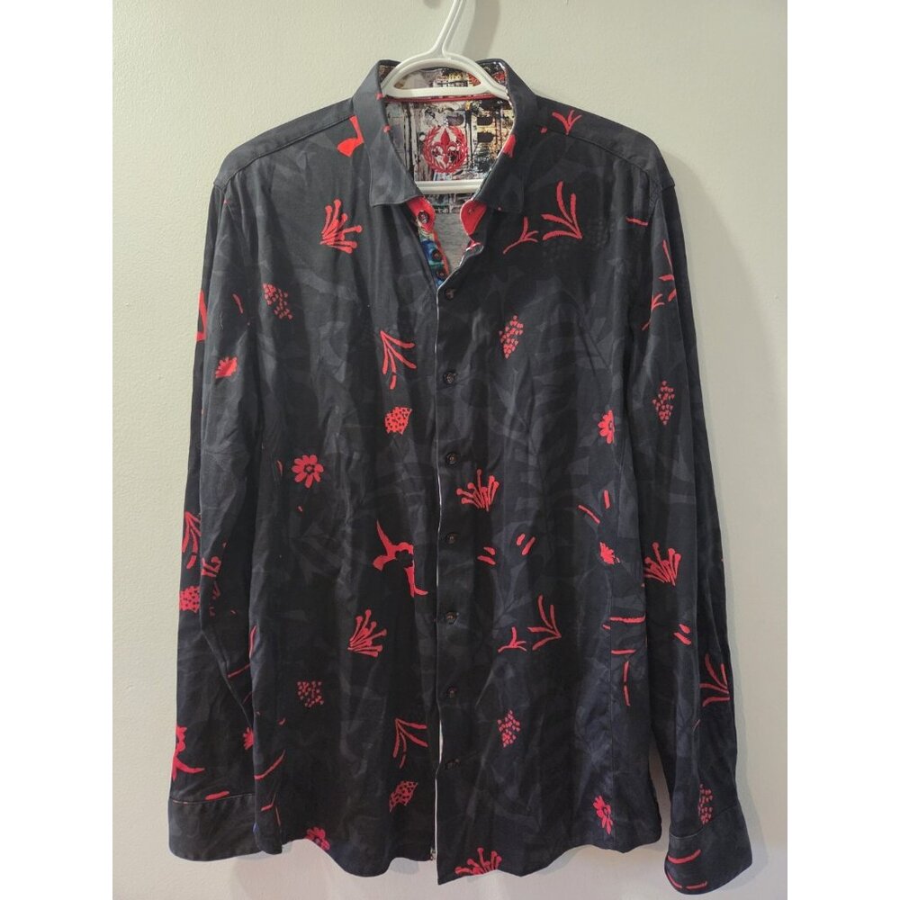 Au Noir Long Sleeves Shirft Black and Red Size 4/L Pre-Owned